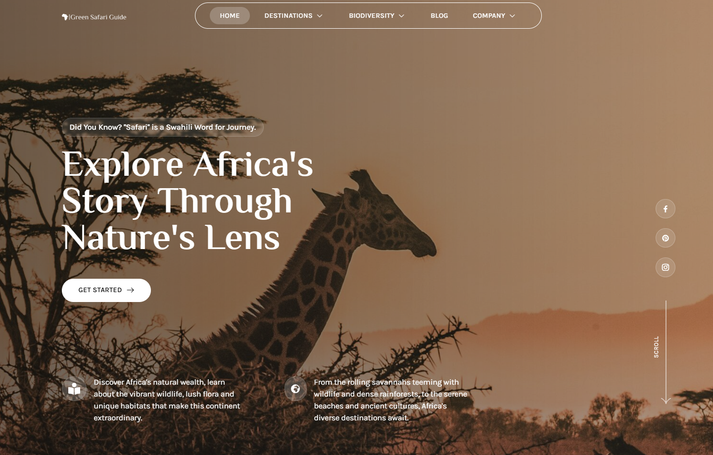 Green Safari Guide homepage